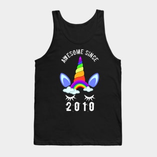 Awesome Since 2010 unicorn birthday 10th gift shirt Tank Top